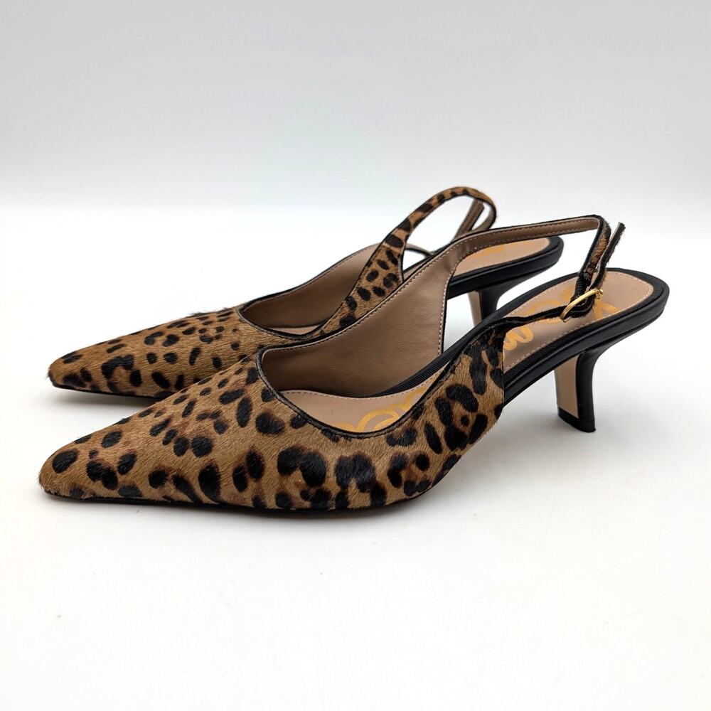 Sam Edelman Bianka Pointed Toe Slingback Pump Women's Leopard Brahma Hair US7.5